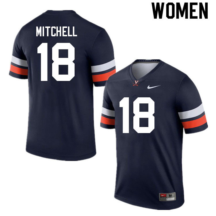 Women #18 Hayden Mitchell Virginia Cavaliers College Football Jerseys Sale-Navy - Click Image to Close